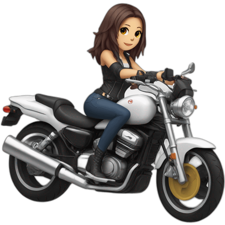 Hot anime girl on a motorcycle  emoji