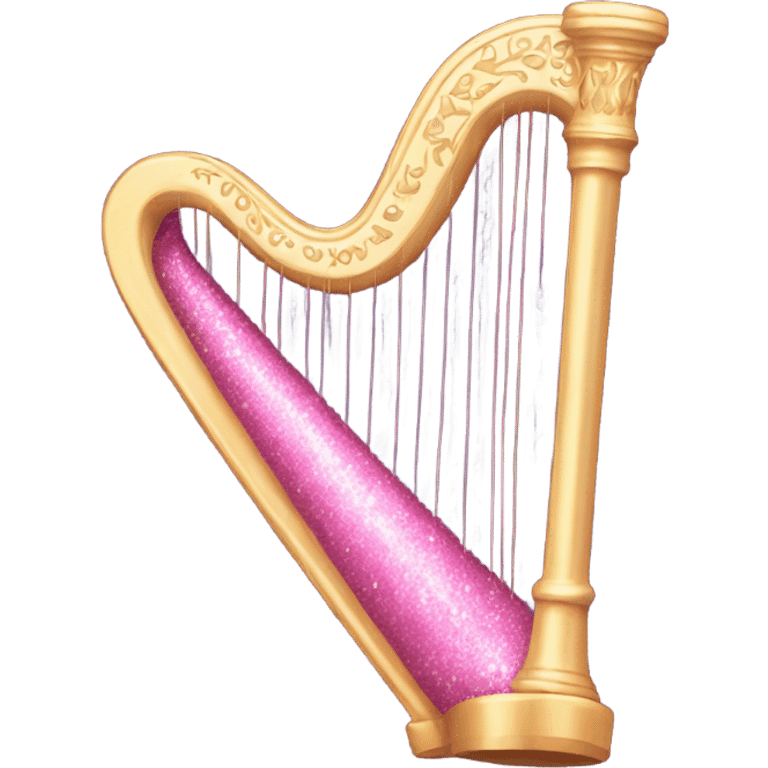 Pink harp with glitter emoji