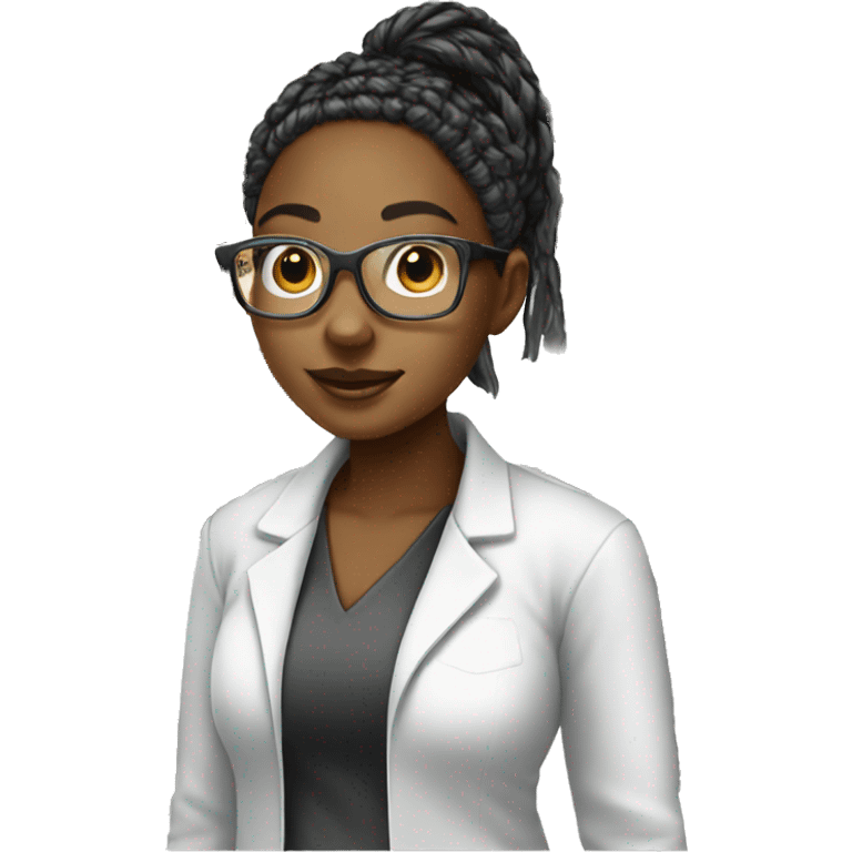 Black female scientist with box braids  emoji