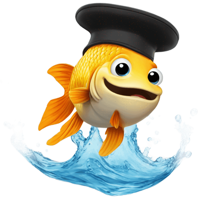 A fish jumping into a hat  emoji