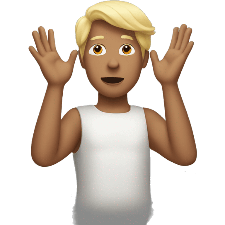 Person with hands up in surrender emoji