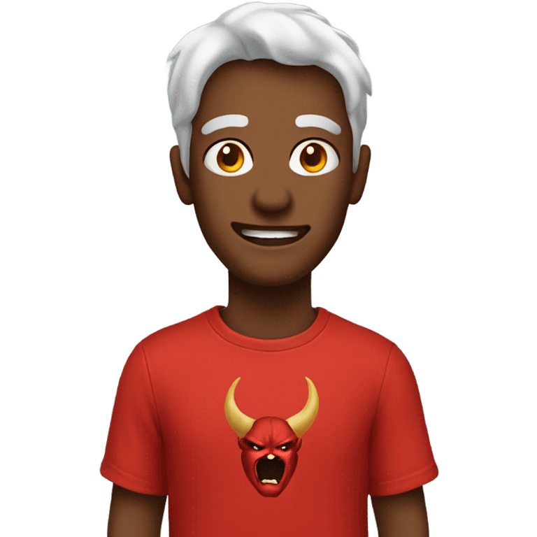 Red T shirt with a Picture of satan on it emoji