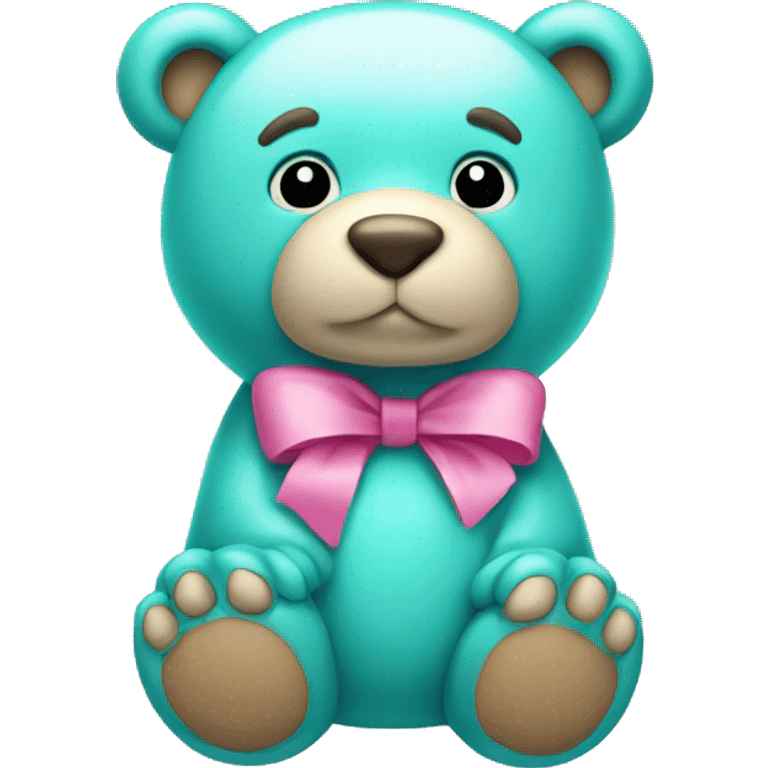 turquoise bear with pink bow emoji