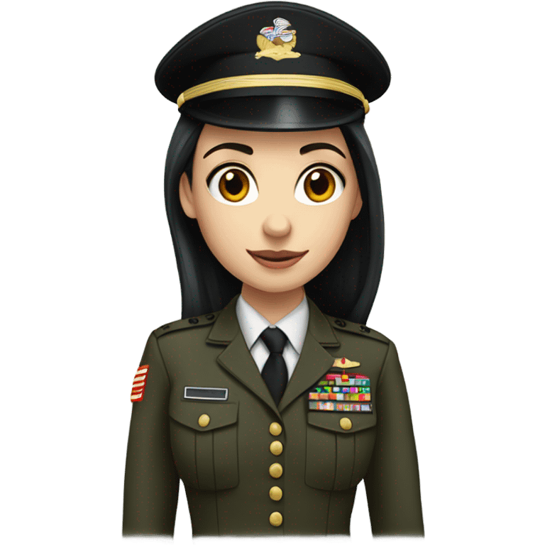 Pale light skin girl with black long hair wearing marine corps uniform  emoji