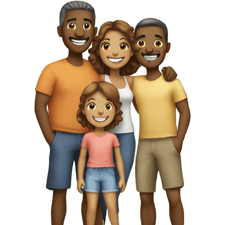 smiling family outdoors in summer emoji