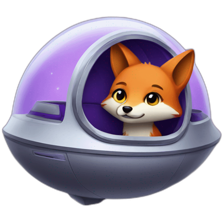 a purple haired fox in a spaceship emoji