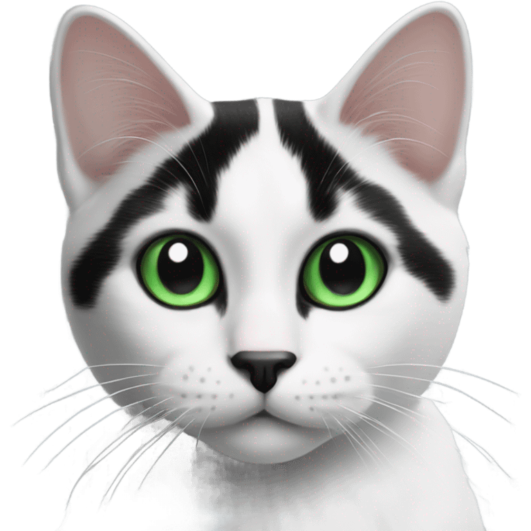 Black and white Cat with green eyes and a black nose white paws emoji