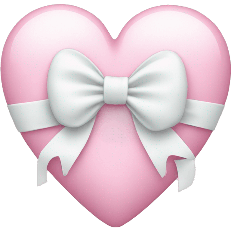 Pastel pink heart with white bow emoji