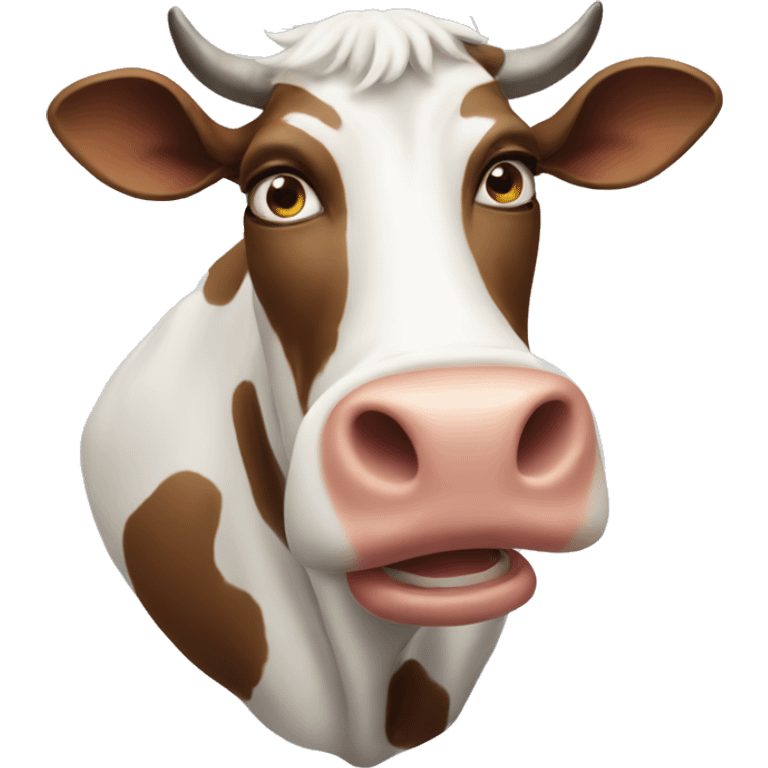 Cow saying "what the freaky" emoji