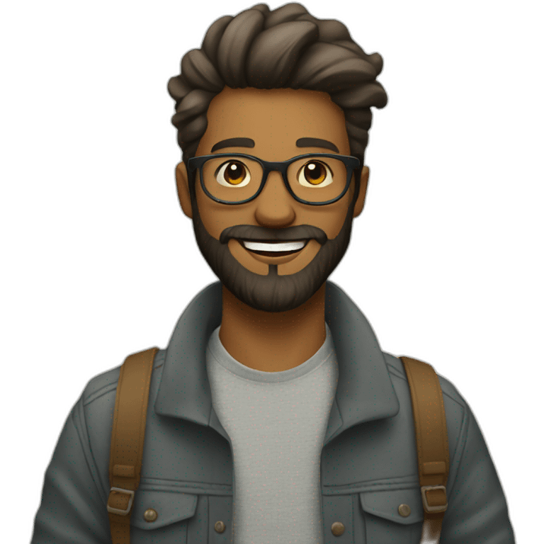 happy urban hipster with beard emoji