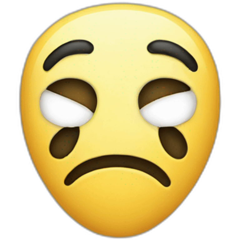 A sad emoji wearing a happy mask emoji