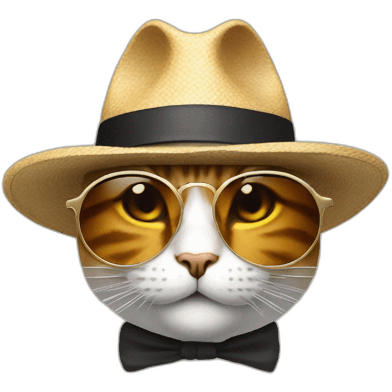 un chat qui fume le cigare avec un chapeau haut de forme et des lunettes de soleil  emoji