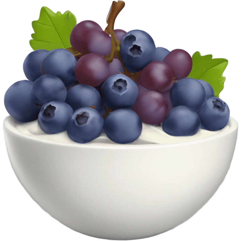 yoghurt bowl with grapes and blueberries emoji