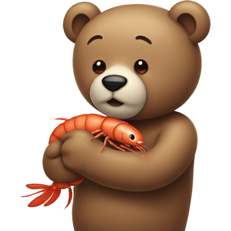 a bear hugging a shrimp emoji