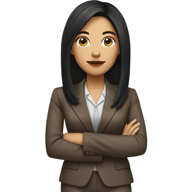 Female defense attorney with long black hair with brown suit emoji