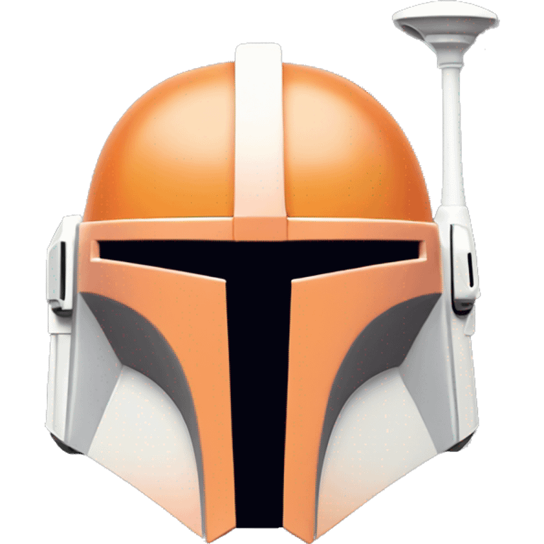 Pastel orange and white colored Mandalorian helmet with antenna emoji