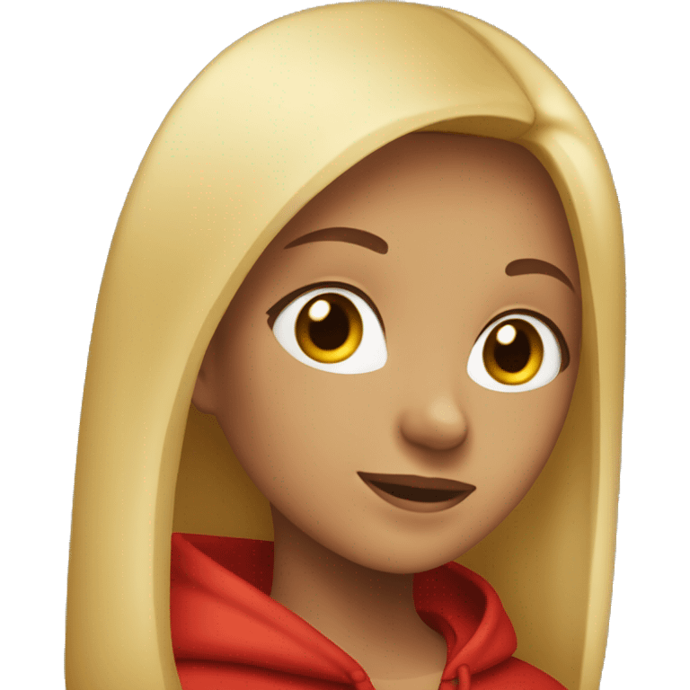 Brunette with a blonde streak girl wearing a red hoodie  emoji