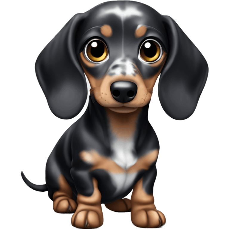 Black and silver merle mini dachshund  emoji