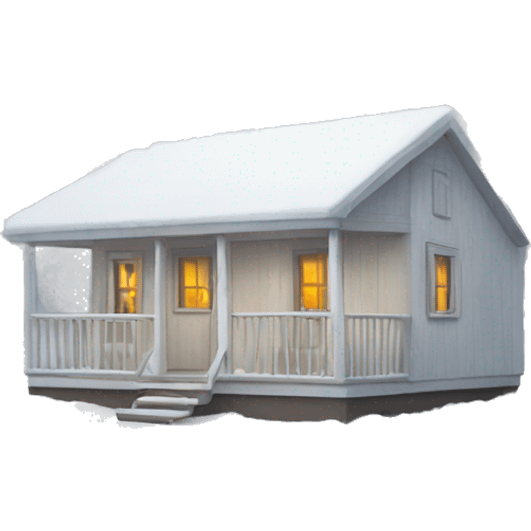 White cabin in snow emoji