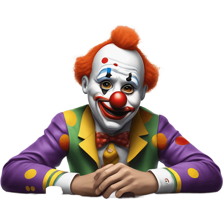 Sad clown loses money at casino cards with date emoji