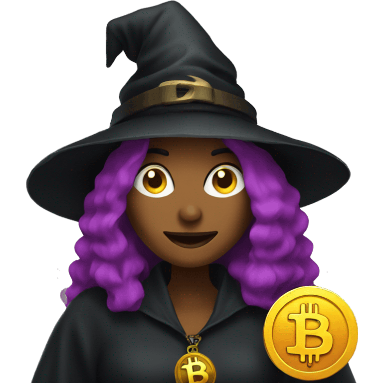 Witch with bitcoin emoji