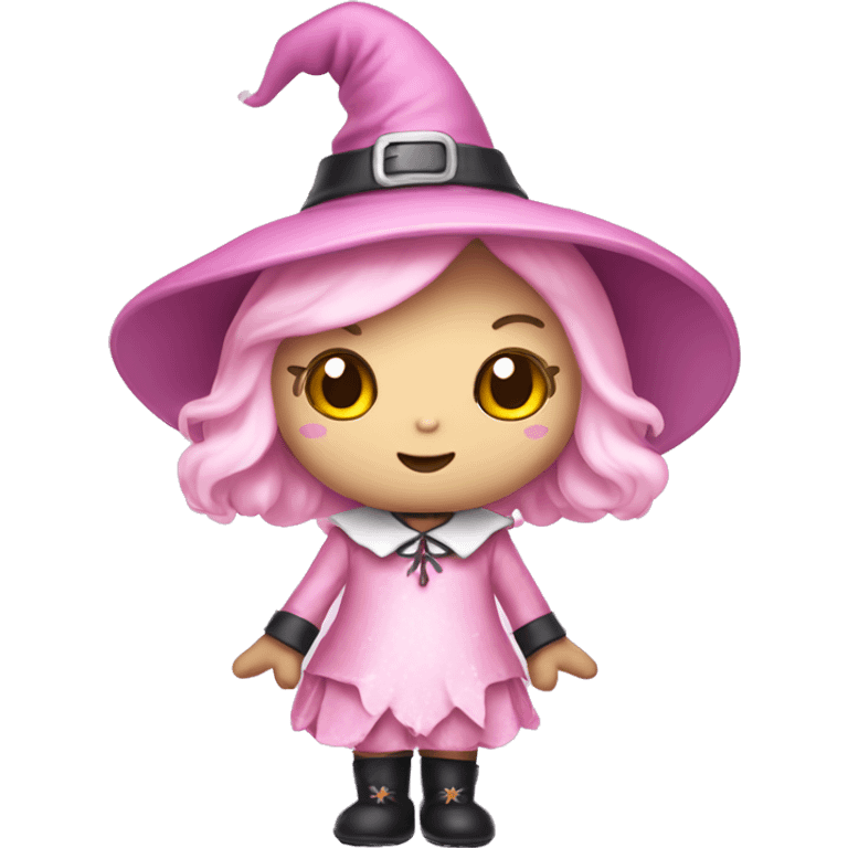 Hello kitty in light pink witch costume  emoji