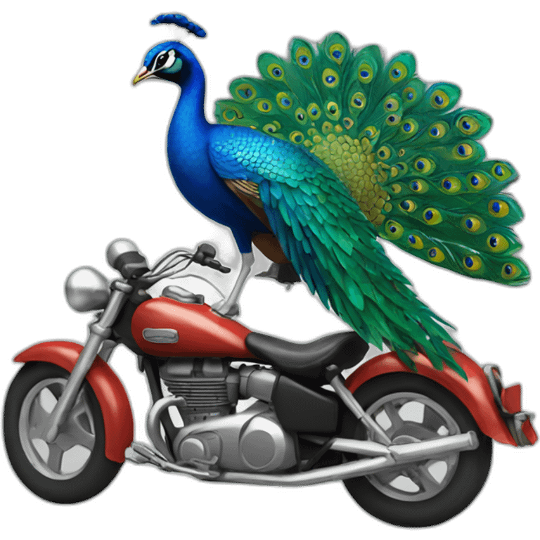 peacock on a motorcycle emoji