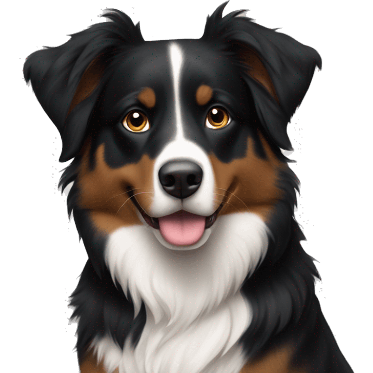 black tri Australian Shepard with half white face  emoji