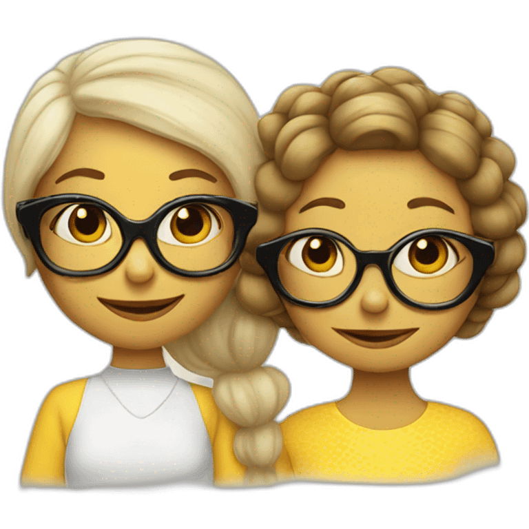 Bees white Mother in glases and daughter 2 years emoji