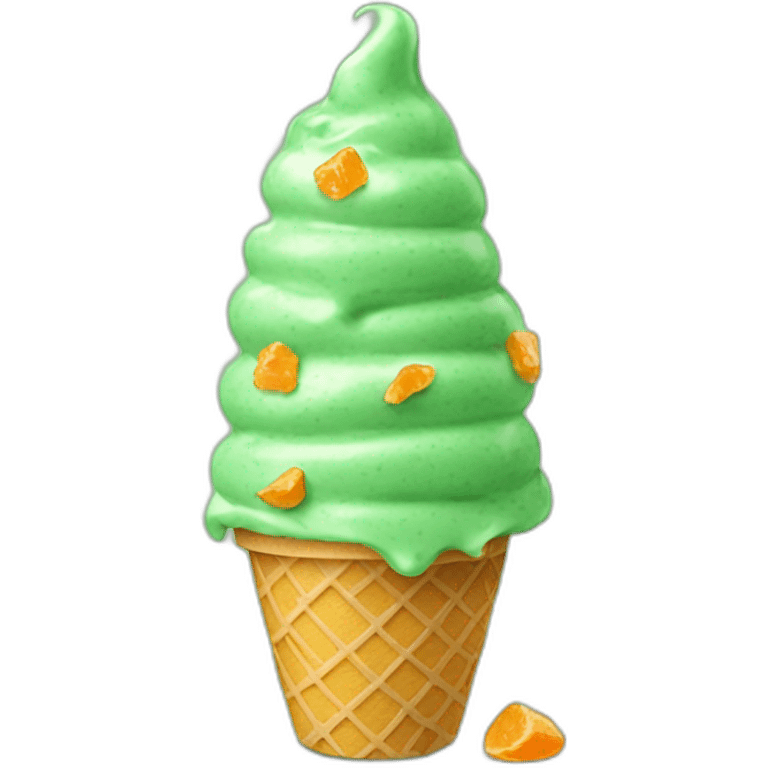 Ice cream green with Orange chips emoji