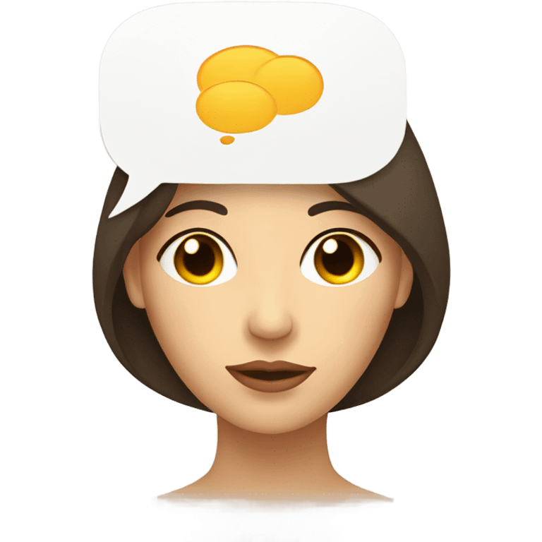 face (woman) with a thinking cloud on top representing a thinking process emoji