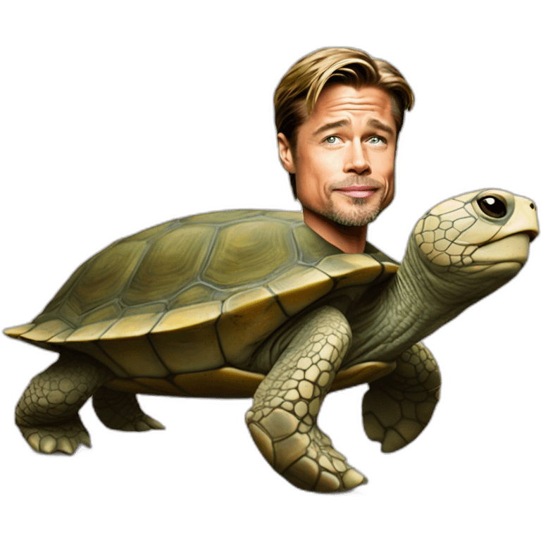 Brad Pitt sur une tortue emoji