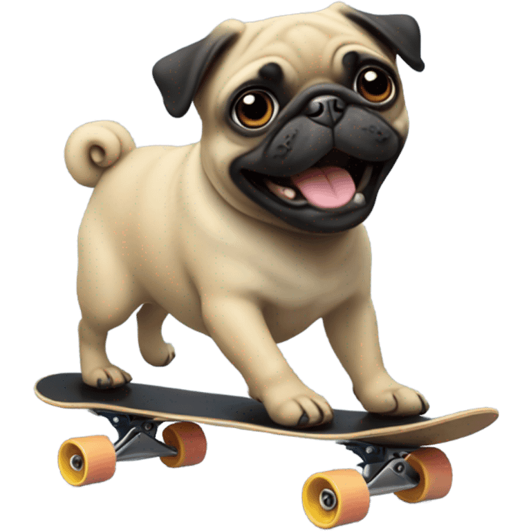 Black pug skating emoji