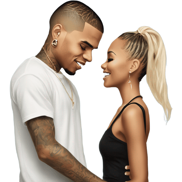 Hyper Realistic Chris Brown  Karruche Tran romantic photo  emoji