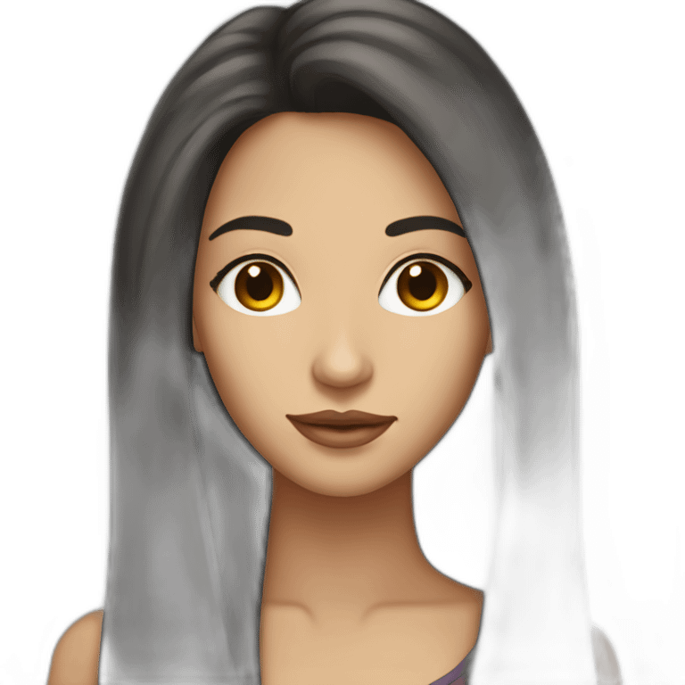 Pretty woman with very long dark hair and long face light skin emoji