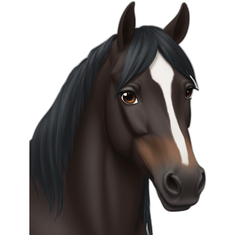 dark bay horse with white star emoji