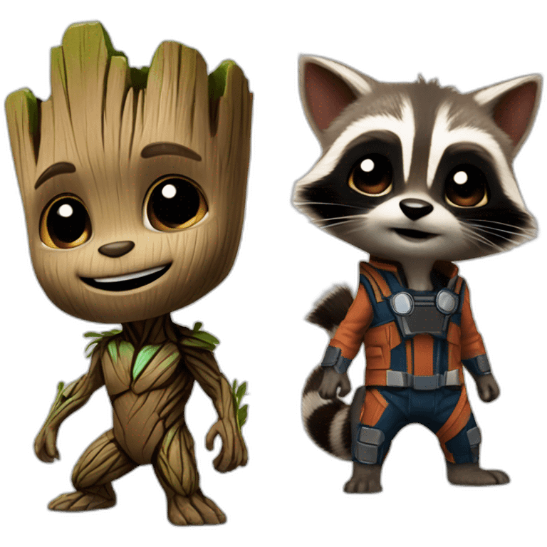 baby groot and rocket racoon emoji