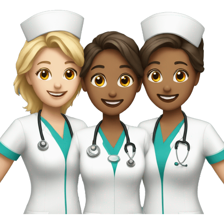 three female nurse friends emoji