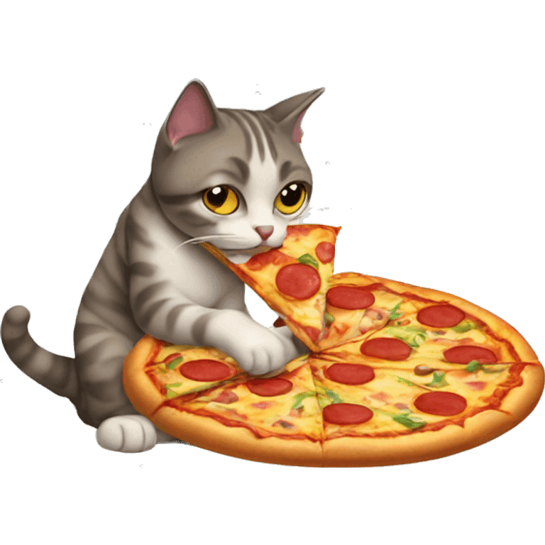 Cat eating pizza emoji