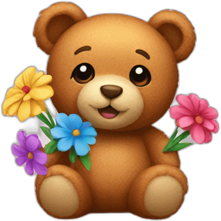 Teddy with flowers  emoji