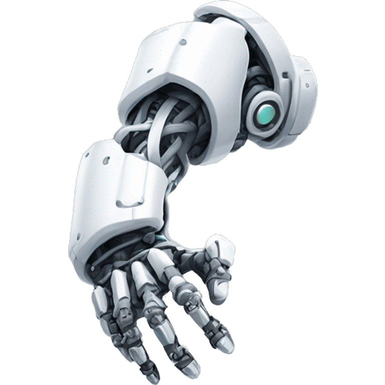 White mechanical cyborg arm and bicep emoji