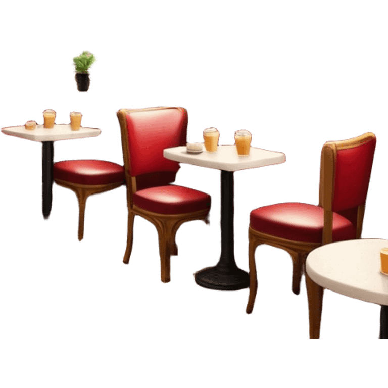 Cinematic Realistic Caf√© Culture Pop Culture Emoji, showcasing a vibrant French caf√© scene rendered with rich textures and warm, inviting lighting. emoji