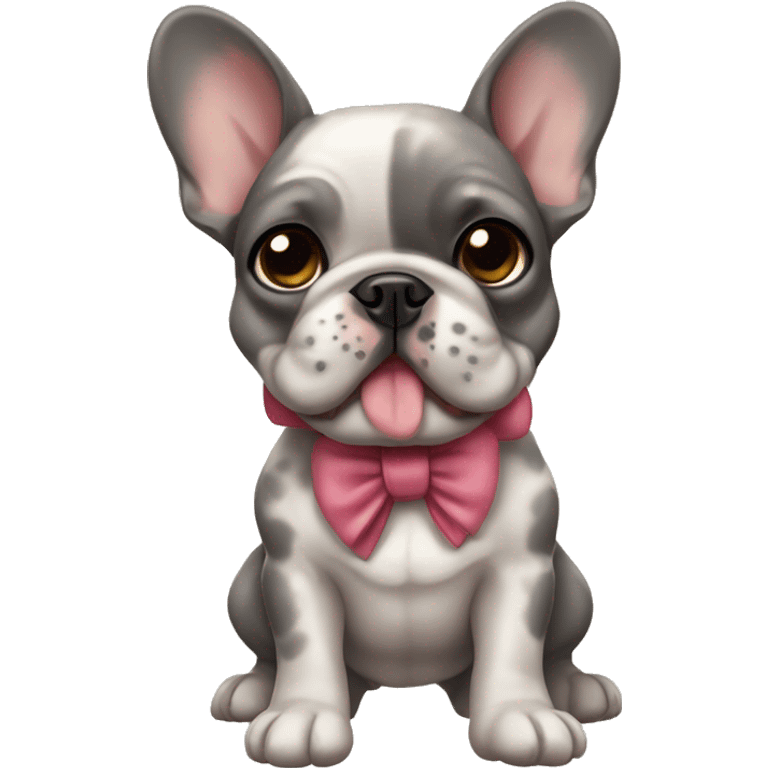 Merle French bulldog with bow  emoji