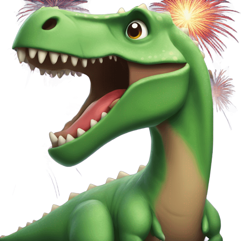 dinosaur with fireworks  emoji