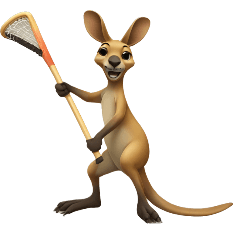 kangaroo playing soccer with a hockey stick emoji