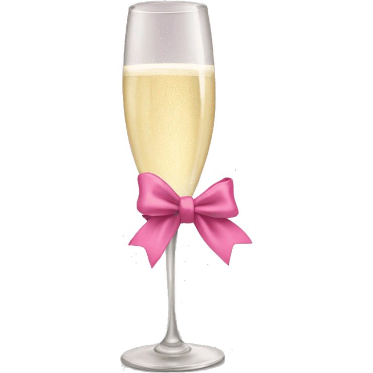 Champagne glass with pink bow on the stem emoji