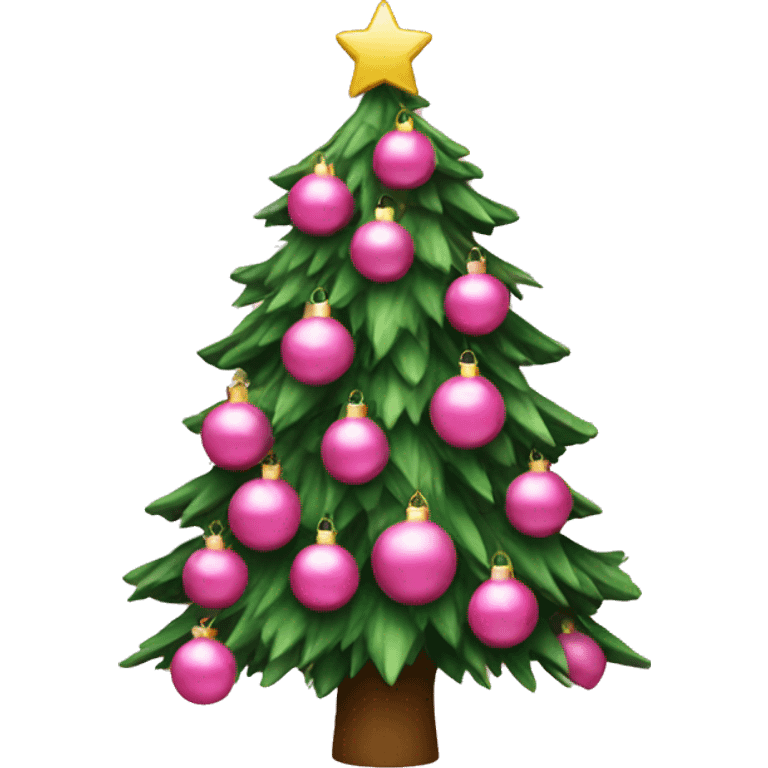 A Christmas tree with pink decorations emoji