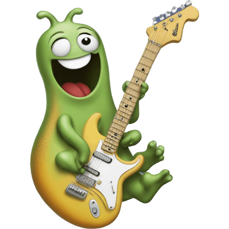 Happy slug playing electric guitar emoji