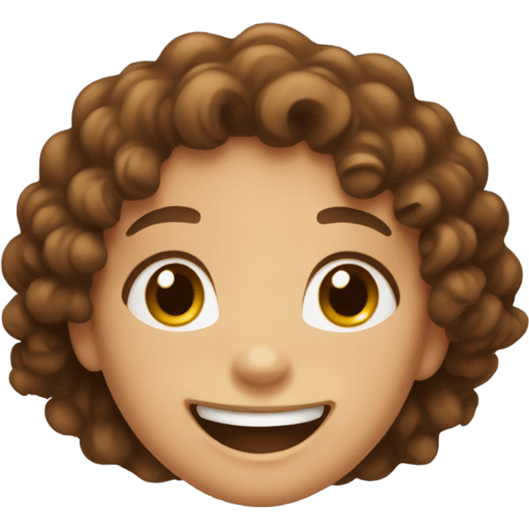 Cute girl laughing curly hair brown  emoji