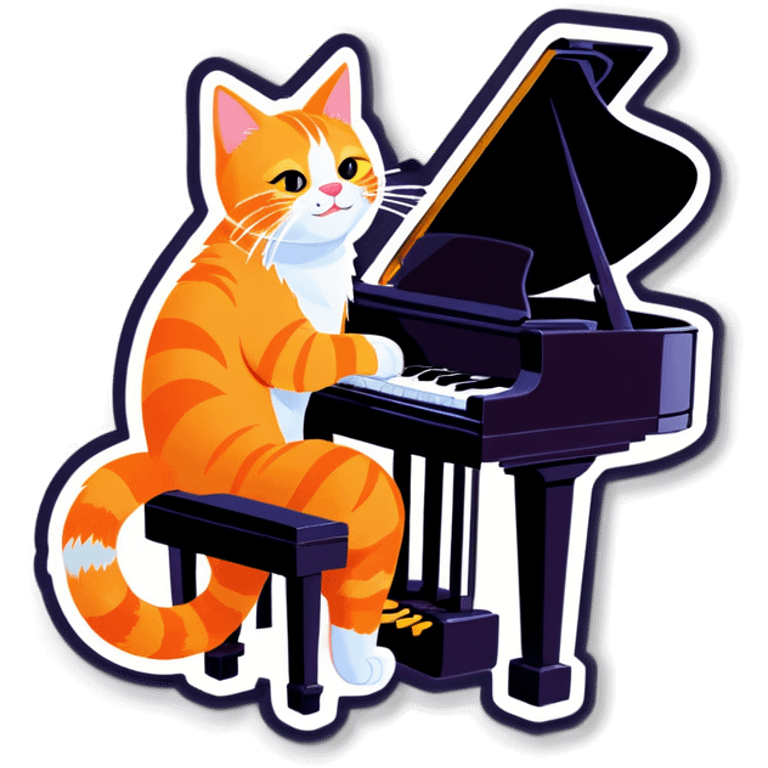 Orange cat playing piano  emoji